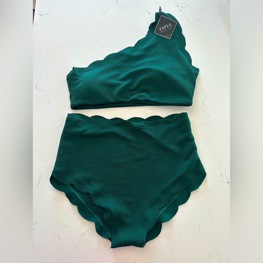 🆕 NWT ZAFUL High Waisted Scalloped One Shoulder XL